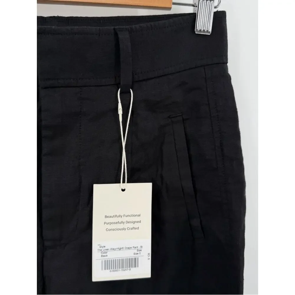 Everlane The Linen Way-High Drape Pant in black Size 0